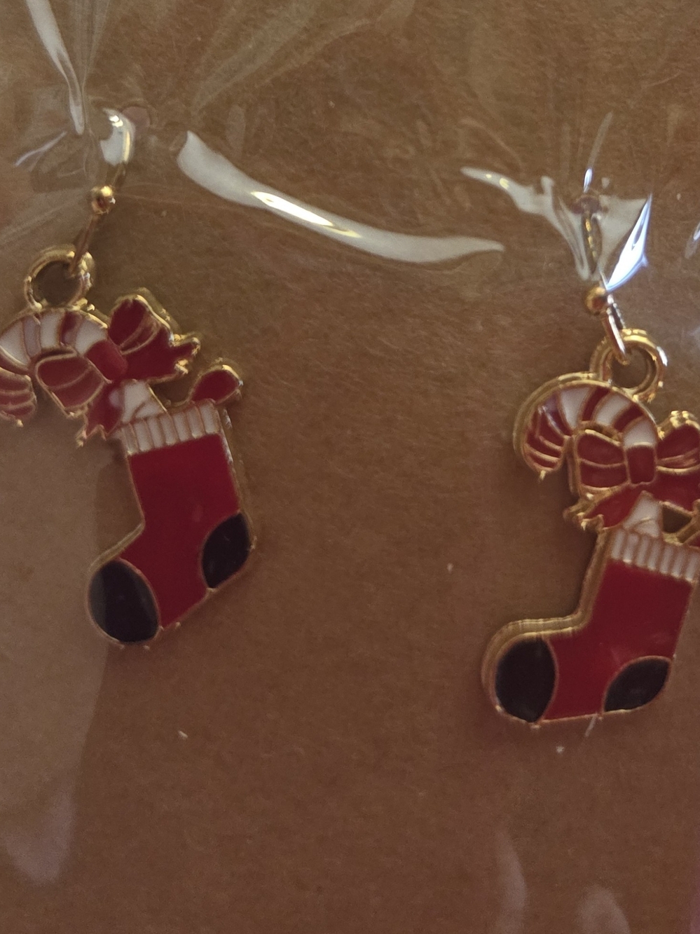 Christmas Stocking Dangle Earrings - Red